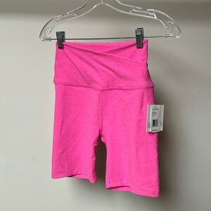 Beyond yoga at your leisure high waisted biker shorts pink heather